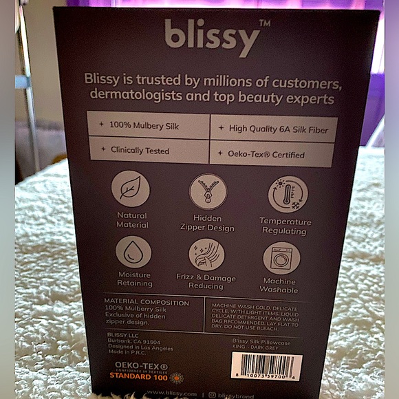 ✨ Blissy - King Size 600 Thread Count Silk Pillowcase✨NWT✨ - Picture 11 of 16
